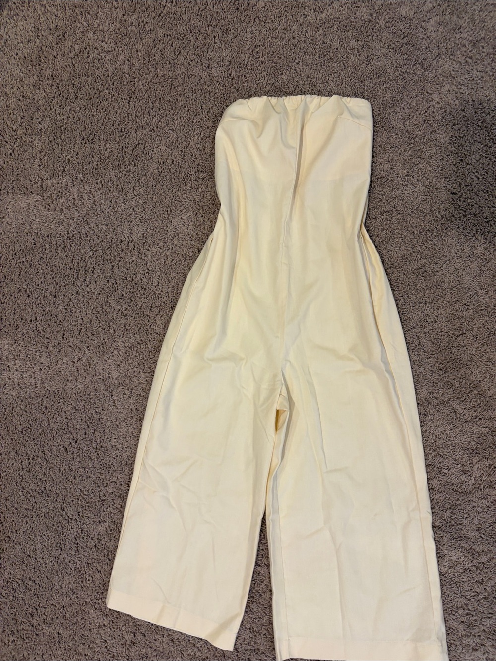 Strapless Cream Wide-Leg Jumpsuit